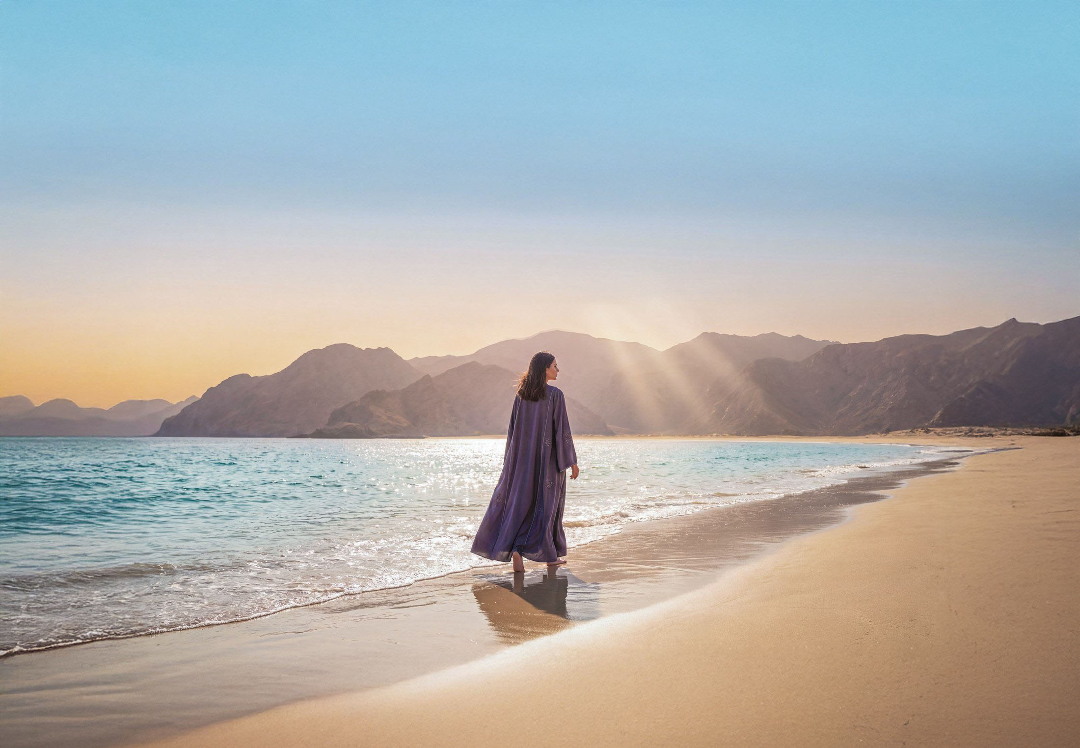 Oman coastline at sunset